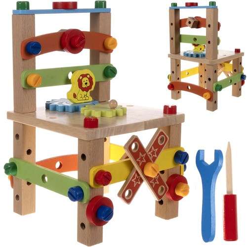 Silla de juguete de madera para armar Kruzzel, multicolor