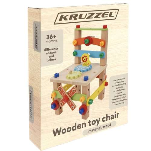 Silla de juguete de madera para armar Kruzzel, multicolor - Imagen 3